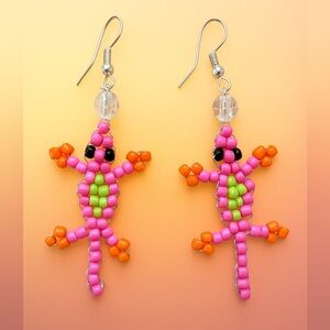 90s gecko bead earrings